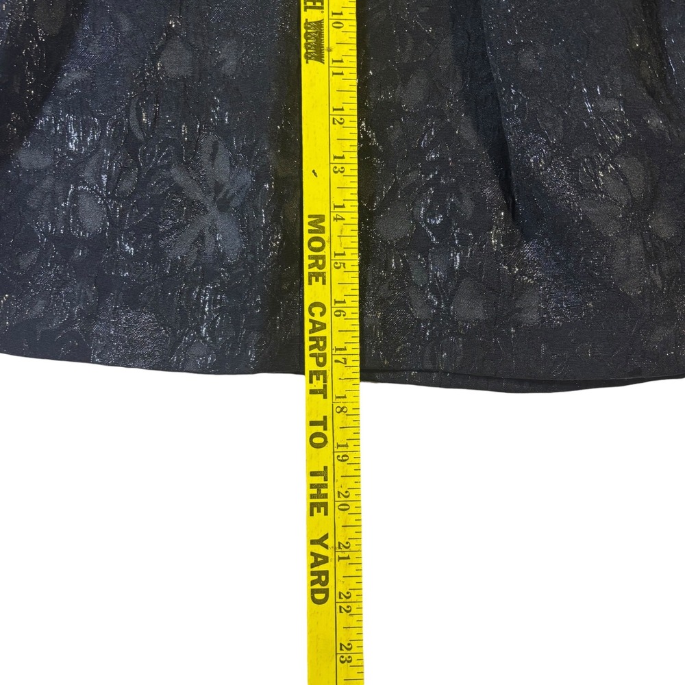 DKNYC Womens Black Metallic Floral Brocade Pleated Mini Skirt Size 2 A-Line - Picture 10 of 11